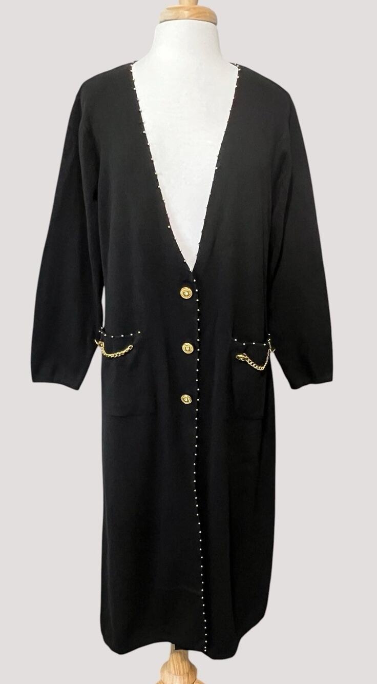 Carol Patterson Knits 90s Cardigan Duster Sweater Dark Academia Old Money sz M
